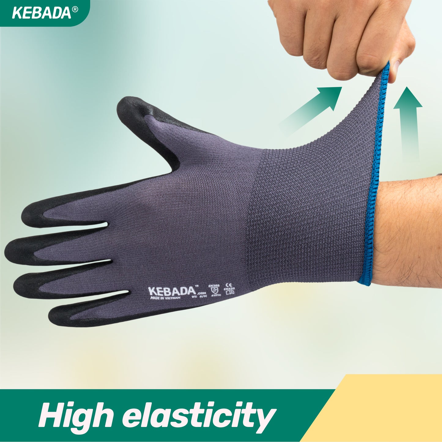 Kebada Work Gloves W5, Foam Nitrile Coated Gloves for Work, Lightweight and Breathable,( 360 Paris )Bulk Pack Work Gloves