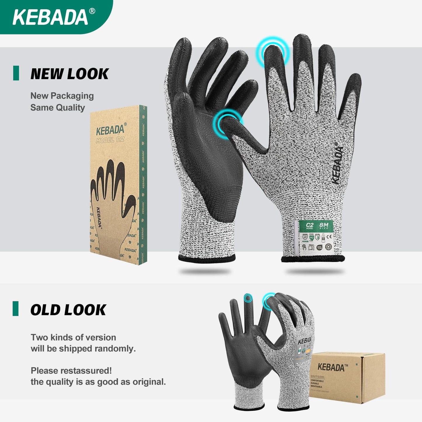 Kebada Cut Resistant Gloves, ANSI A2 - Work Safety, Kitchen & Construction Use, Durable Anti-Cut Protection (160Pairs)