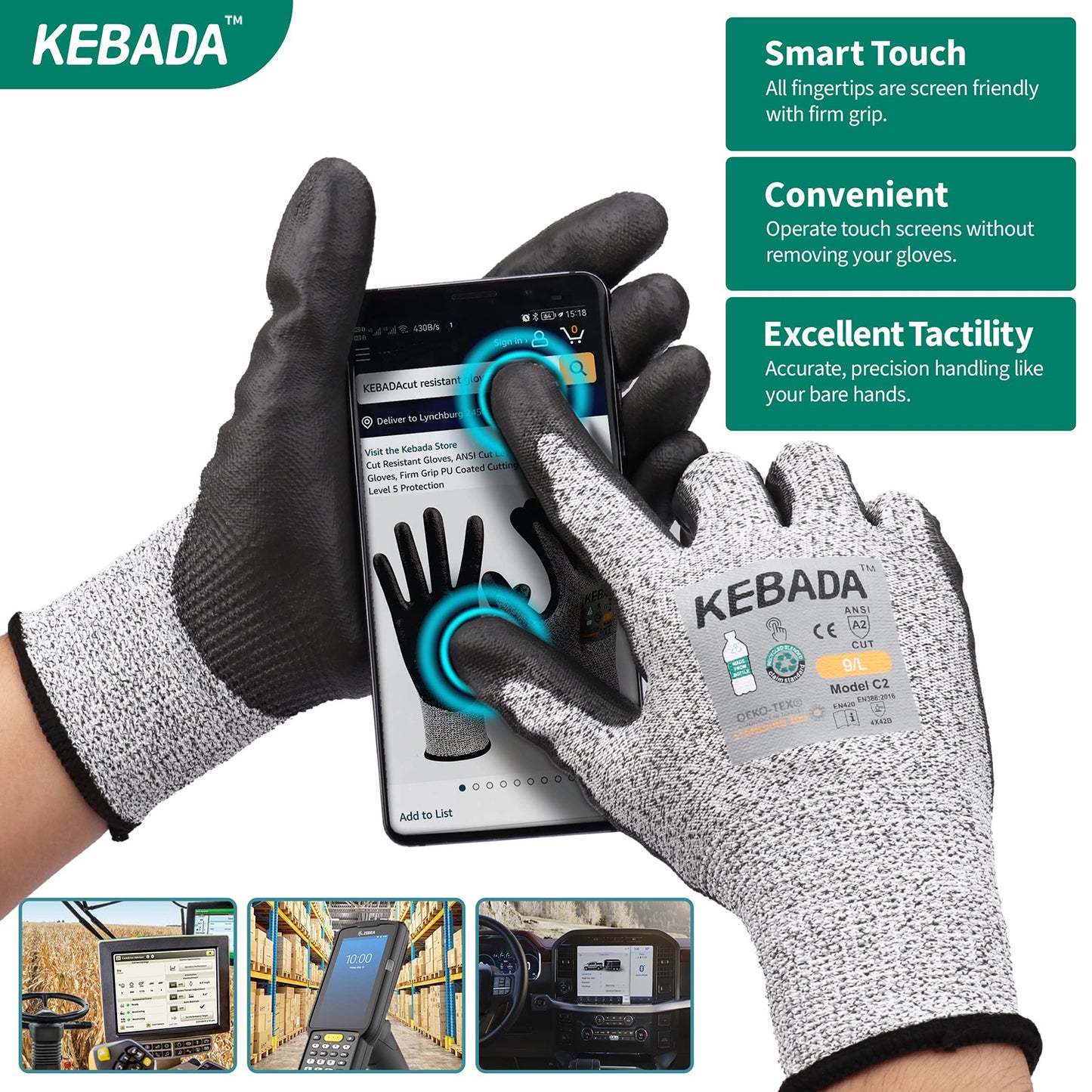 Kebada Cut Resistant Gloves, ANSI A2 - Work Safety, Kitchen & Construction Use, Durable Anti-Cut Protection (160Pairs)
