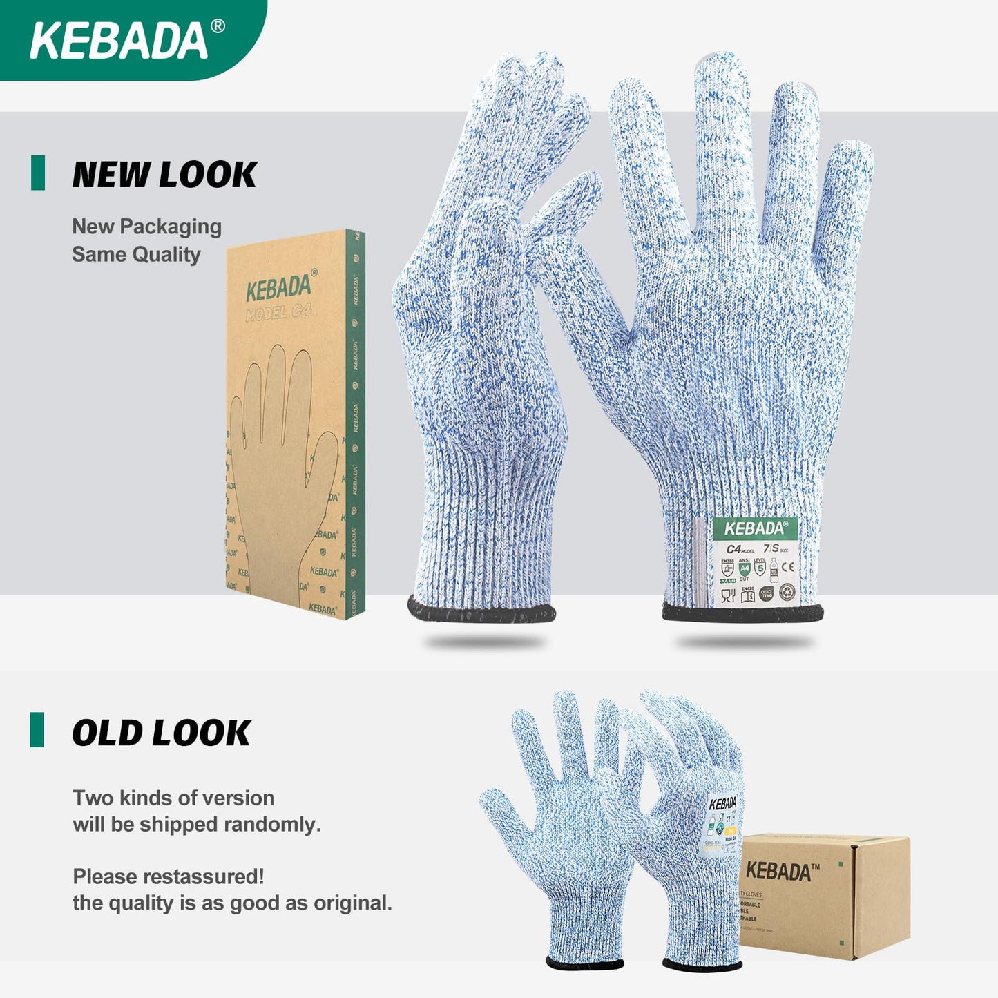 Kebada Cut Resistance Gloves, ANSI A4, Food Grade Cut Proof Gloves, Anti-Cut Rating, 160 Pairs