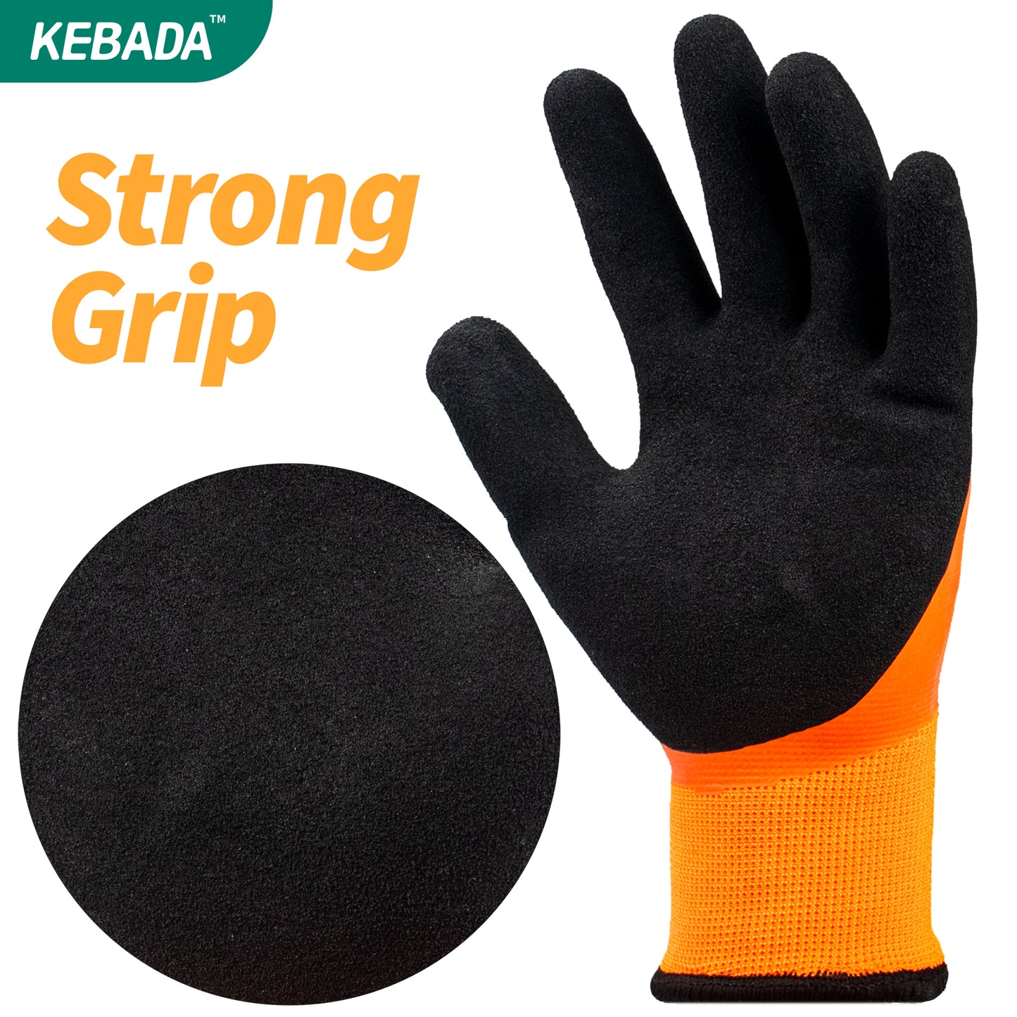 Kebada T1 Waterproof Work Gloves, Latex Coated Winter Work Gloves, 96 Pairs