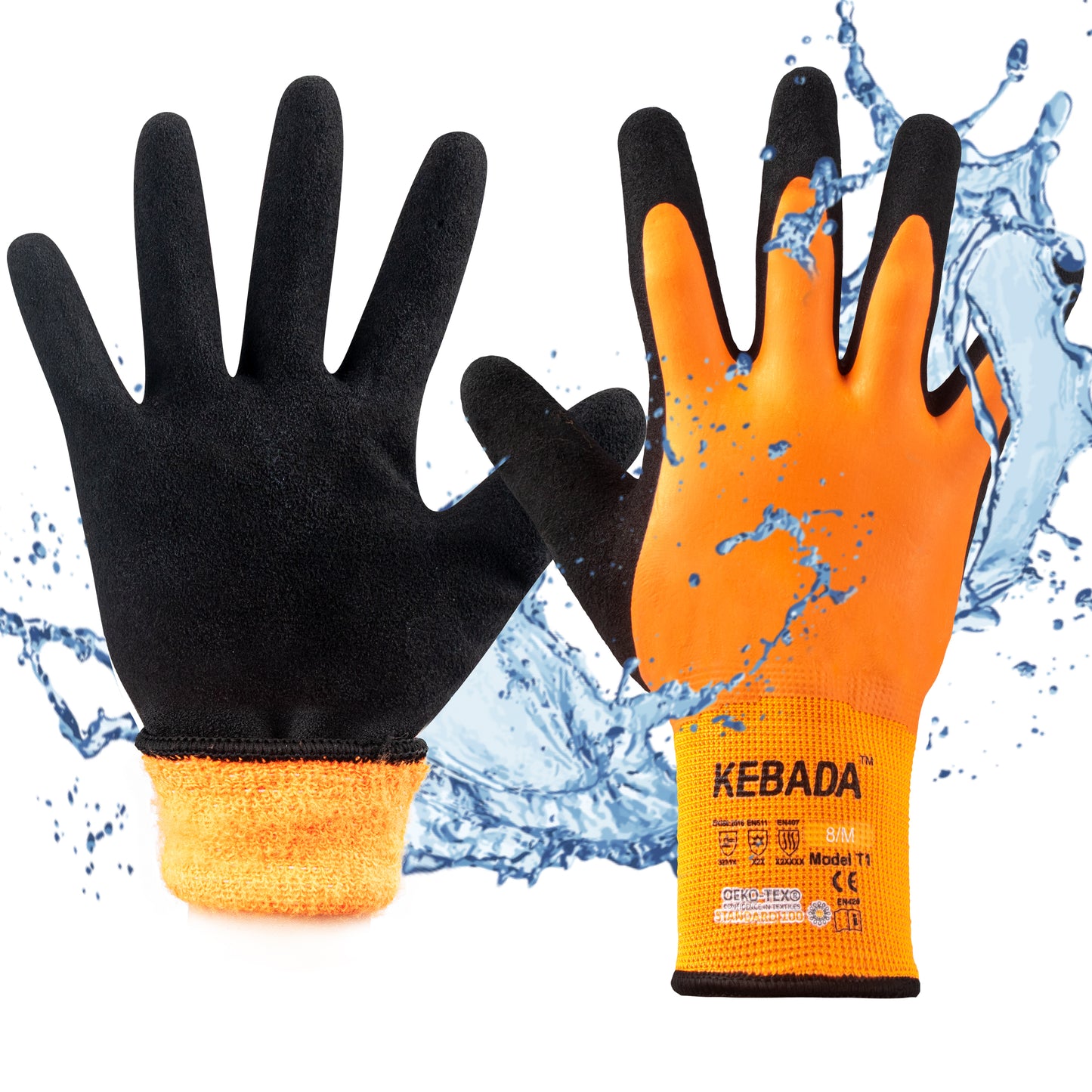 Waterproof Winter Work Gloves, Latex Coated,Fleece Liner,120 Pairs