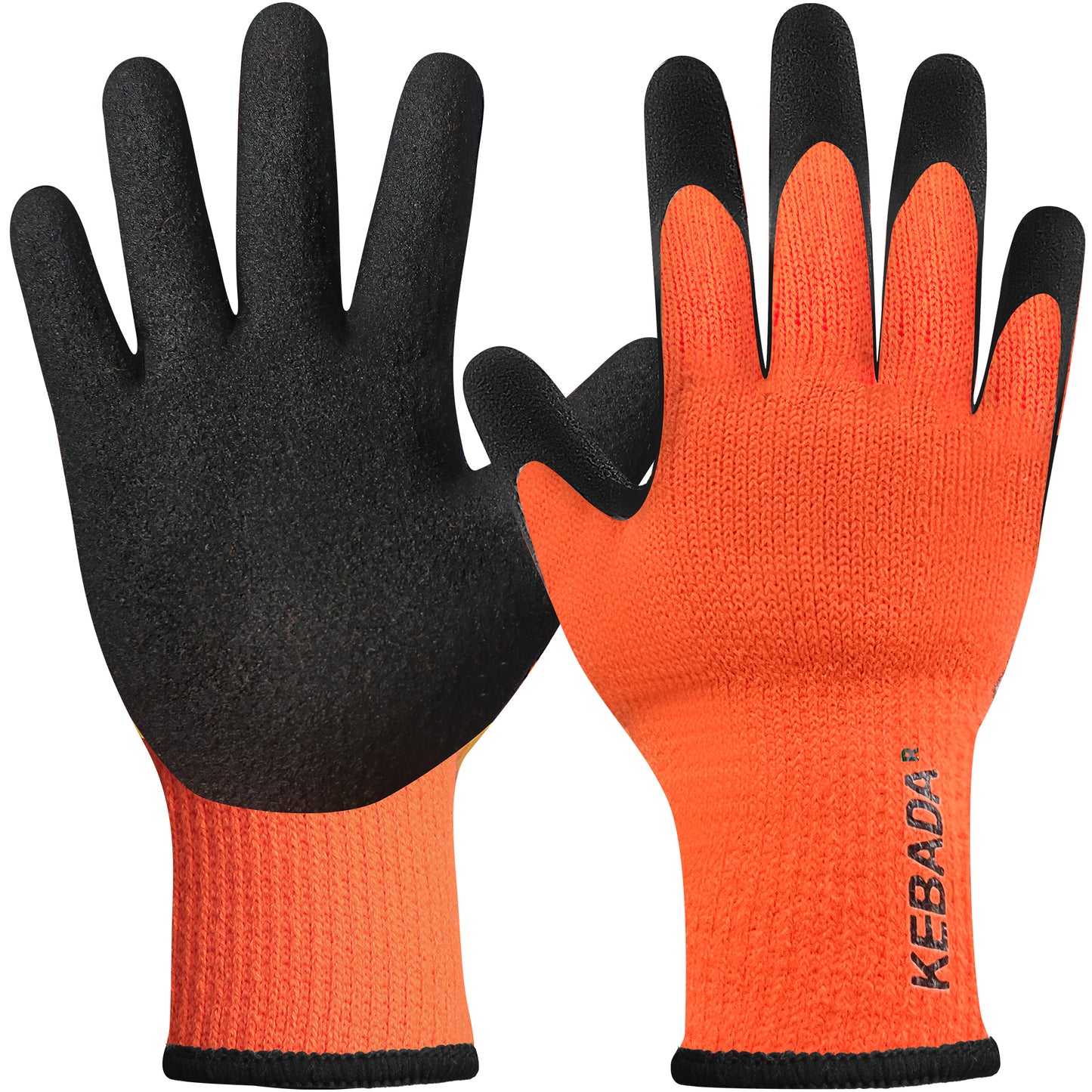 Kebada T3 Warm Winter Work Gloves, Latex Coated Knit Work Gloves for Cold Weather, 65-Pairs