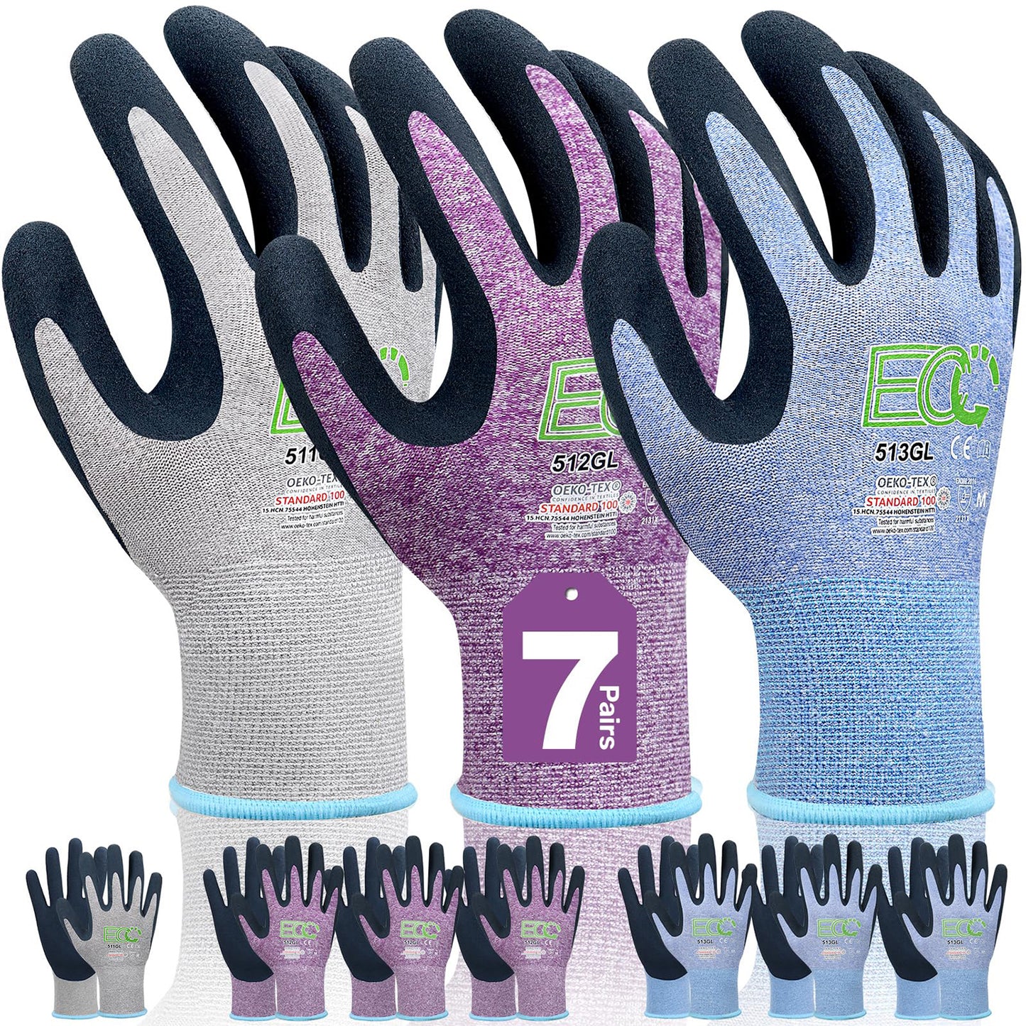 Gardening Gloves, Latex Coated Garden Gloves, Made from Recycled Bottles, 140 Pairs