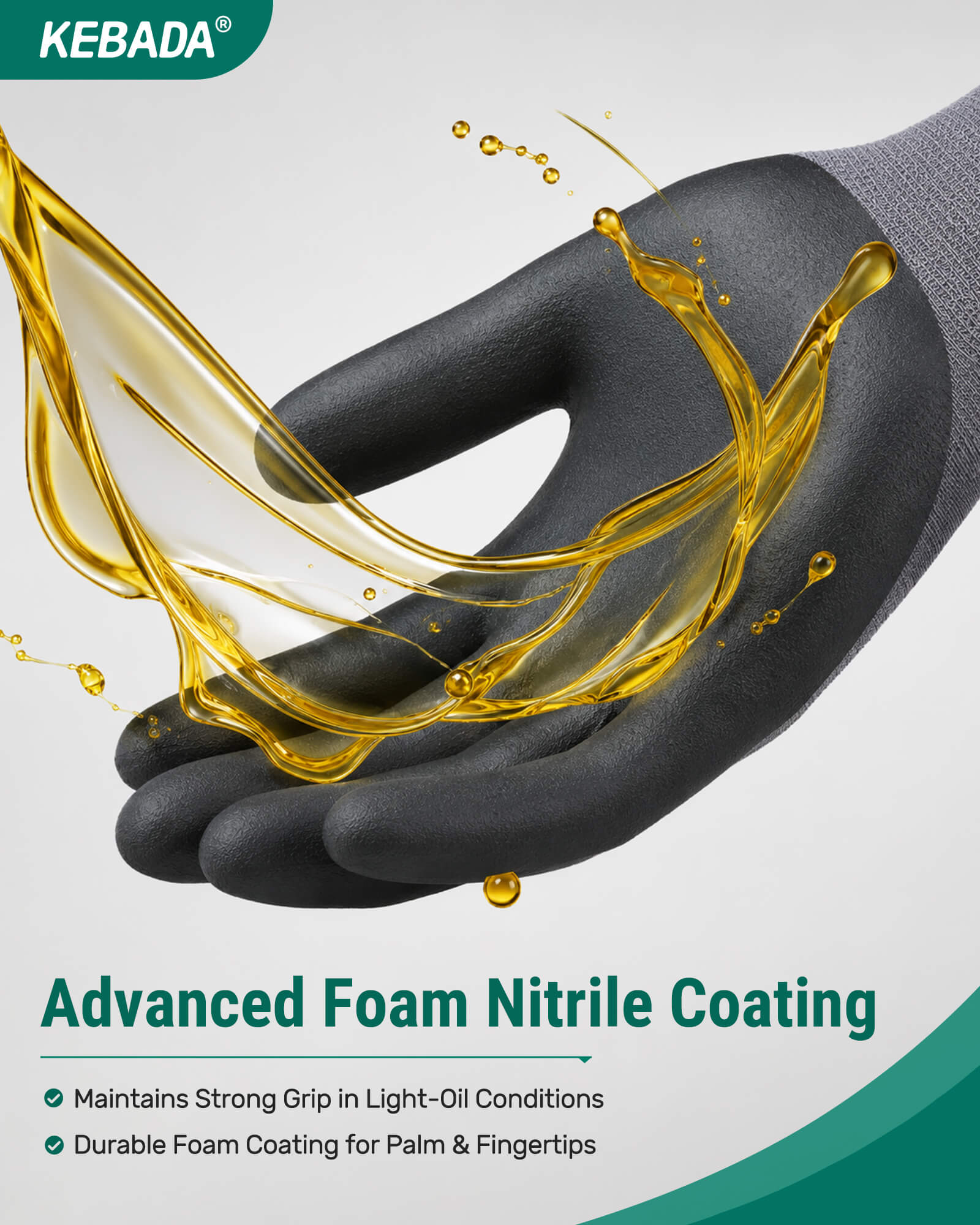 [360-Pair Bulk Pack] Kebada W5 Foam Nitrile Coated Work Gloves - Oil Resistant