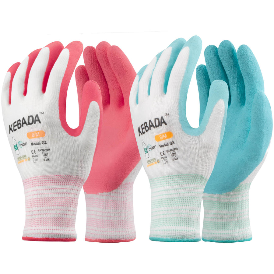 [240-Pair Bulk Pack] Kebada G23 Women's Eco-Friendly Breathable Garden Gloves - Pink/Blue.