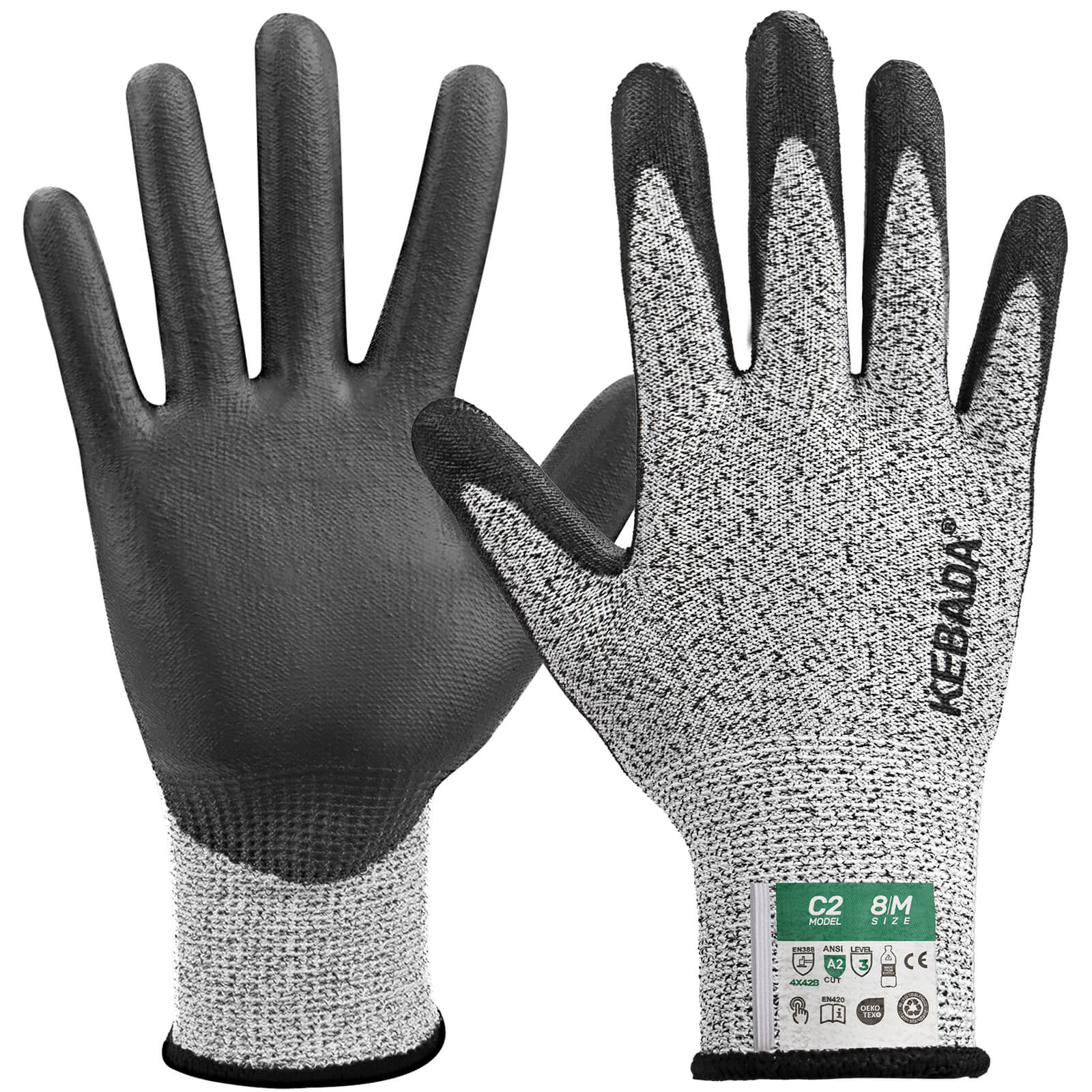 [160-Pair Bulk Pack] Kebada C2 ANSI A2 Cut Resistant Gloves - Touchscreen