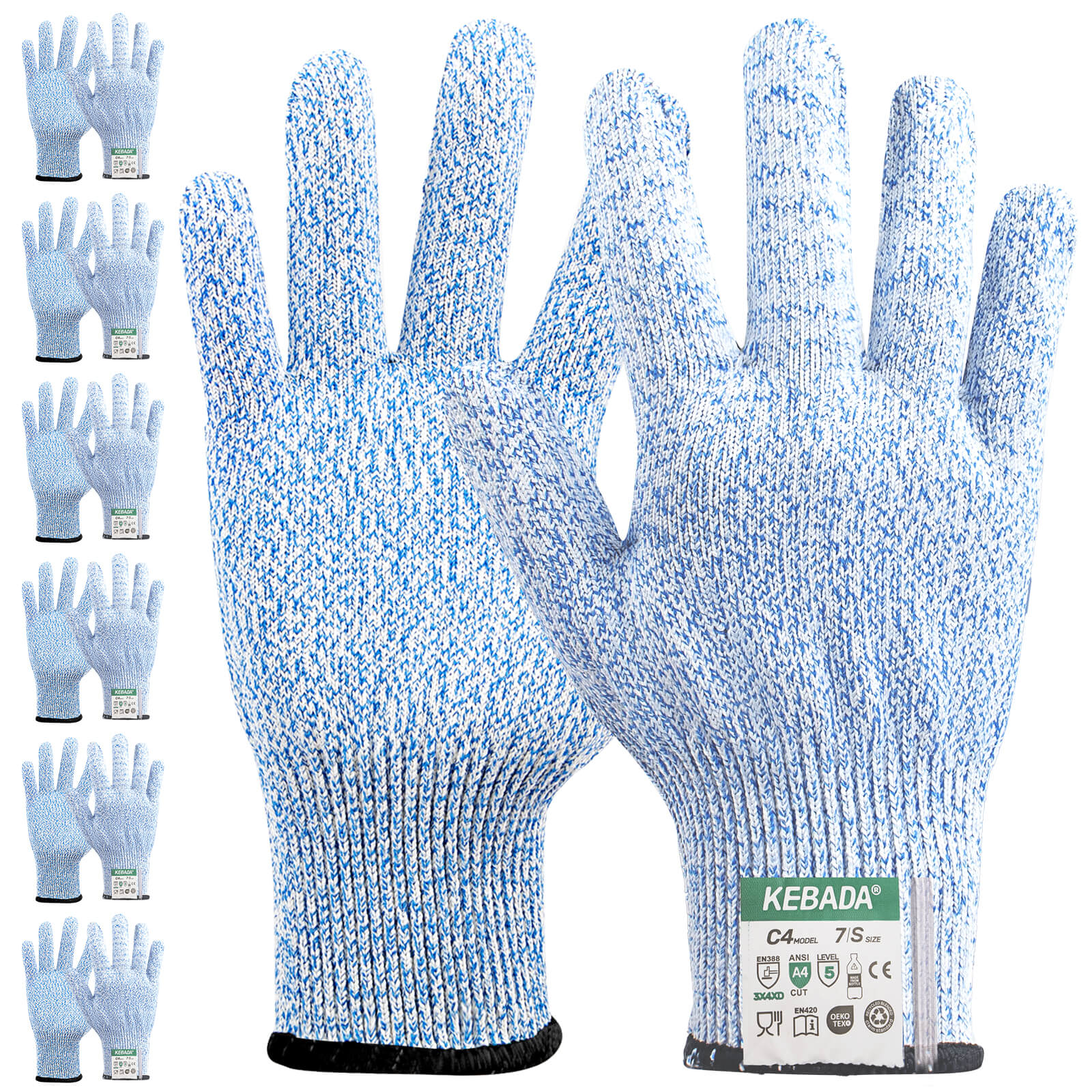 [160-Pair Bulk Pack] Kebada C4 ANSI A4 Food Grade Cut Resistant Gloves - Fiberglass Free