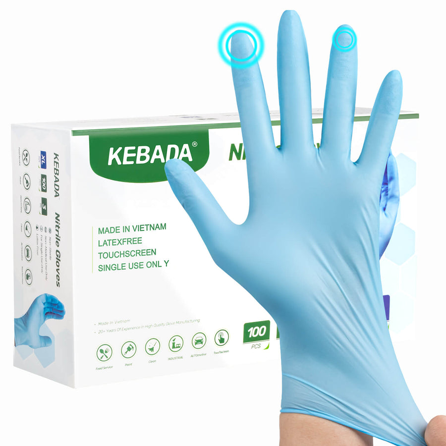 [4000-Count Bulk Case] Kebada D1 Disposable Nitrile Gloves - 3 Mil Latex-Free Food Grade.