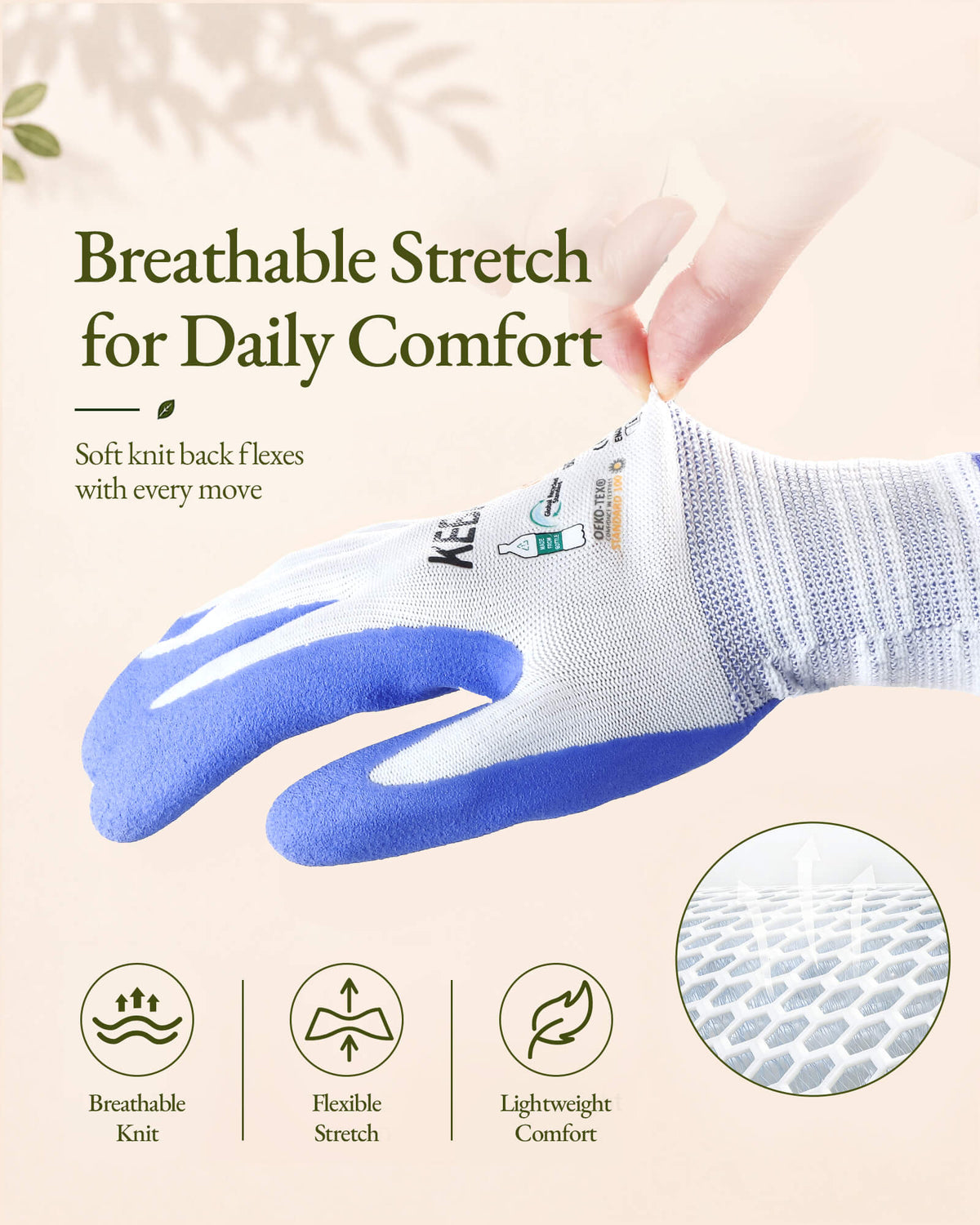 G14 Yellow Garden Glove with Stretch Knit Back and Breathable Fit
