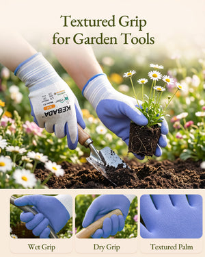 KEBADA G14 Purple Latex Garden Gloves with Wet and Dry Grip