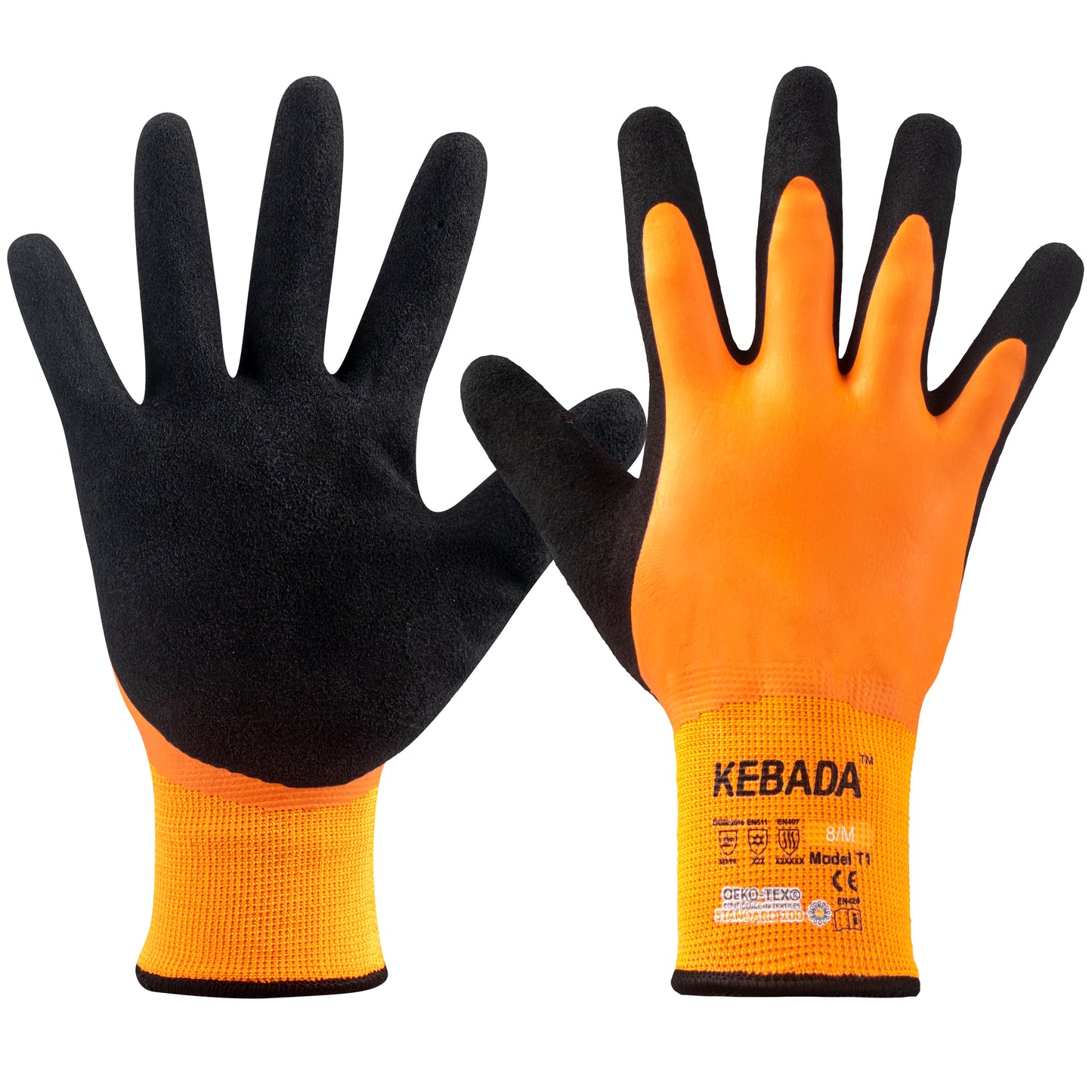 Kebada T1 Waterproof Work Gloves, Latex Coated Winter Work Gloves, 144 Pairs