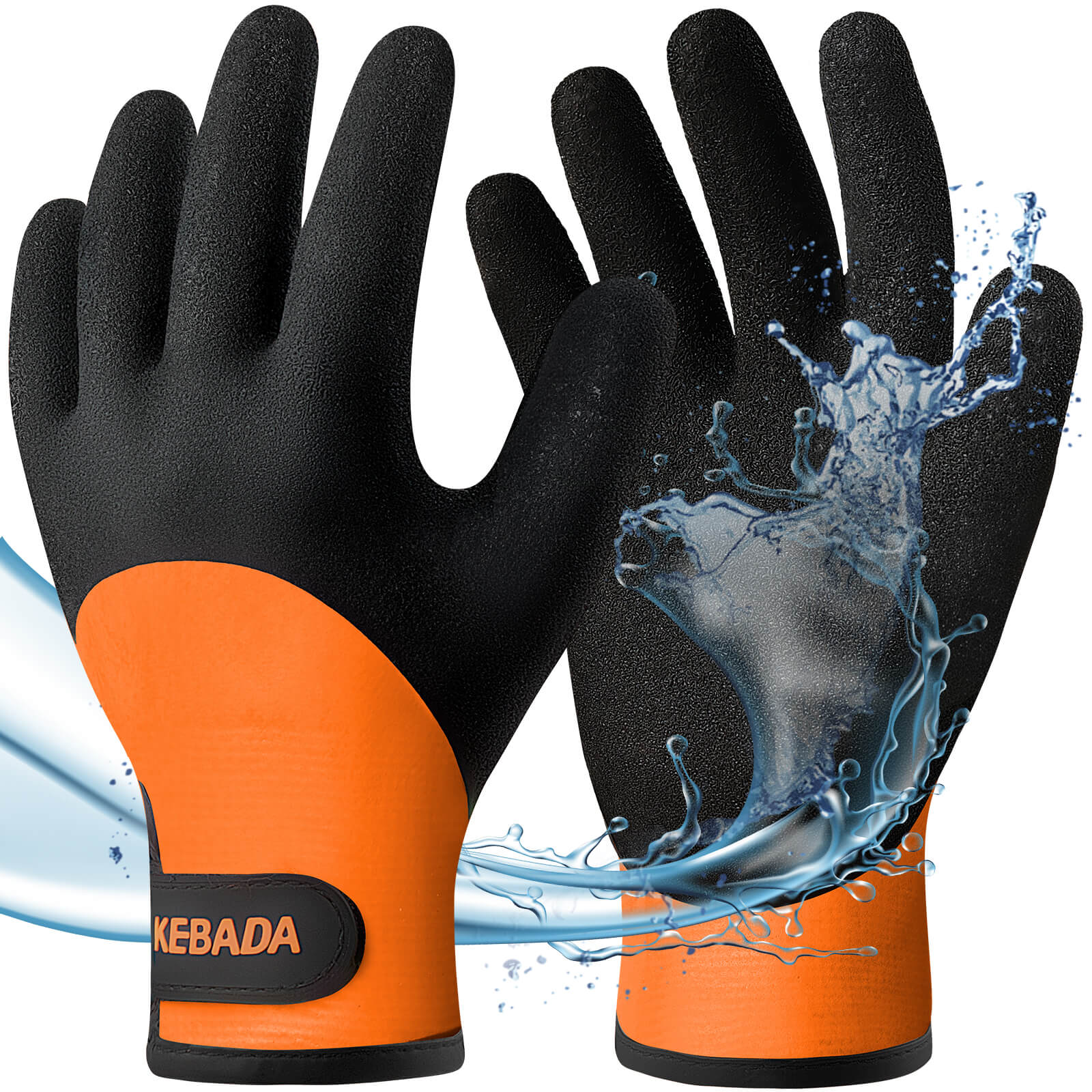 [64-Pair Bulk Pack] Kebada T2 Waterproof Winter Work Gloves with Adjustable Cuff