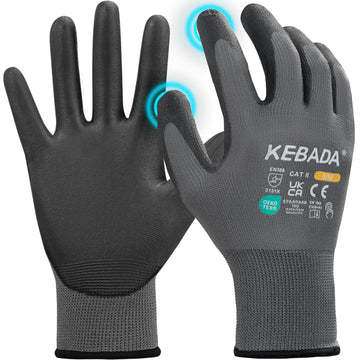 [200/480-Pair Bulk Pack] Kebada W1 PU Coated Work Gloves - Touchscreen