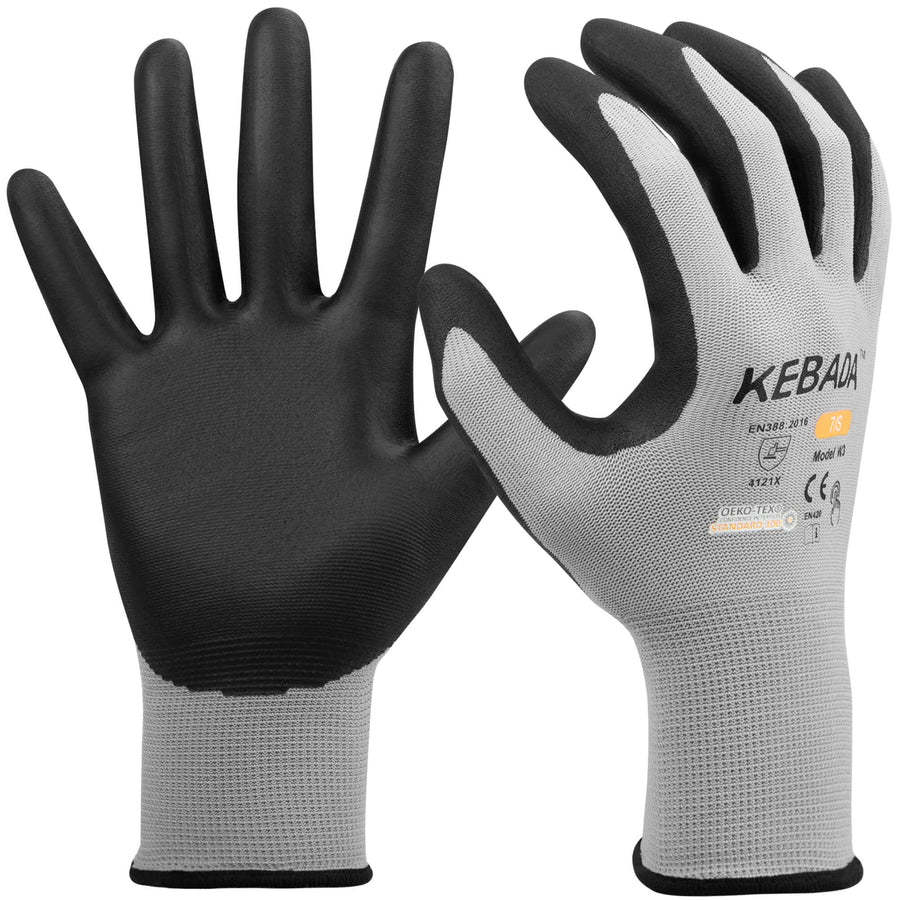 [300-Pair Bulk Pack] Kebada W3 Micro-Foam Nitrile Coated Gloves - Full Touchscreen.
